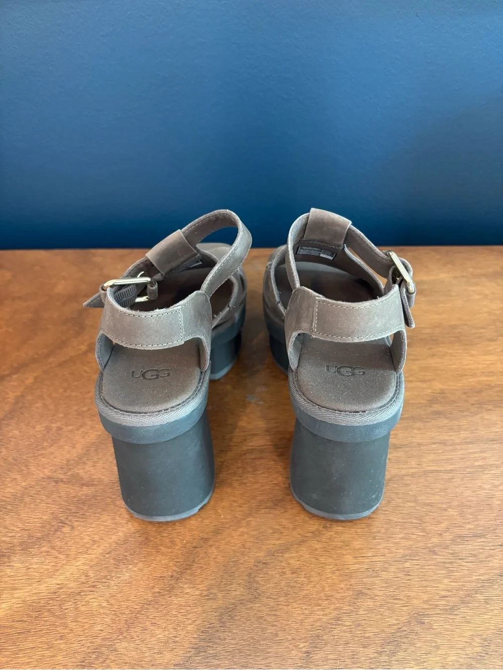 UGG Taupe Suede Chunky Platform Sandals